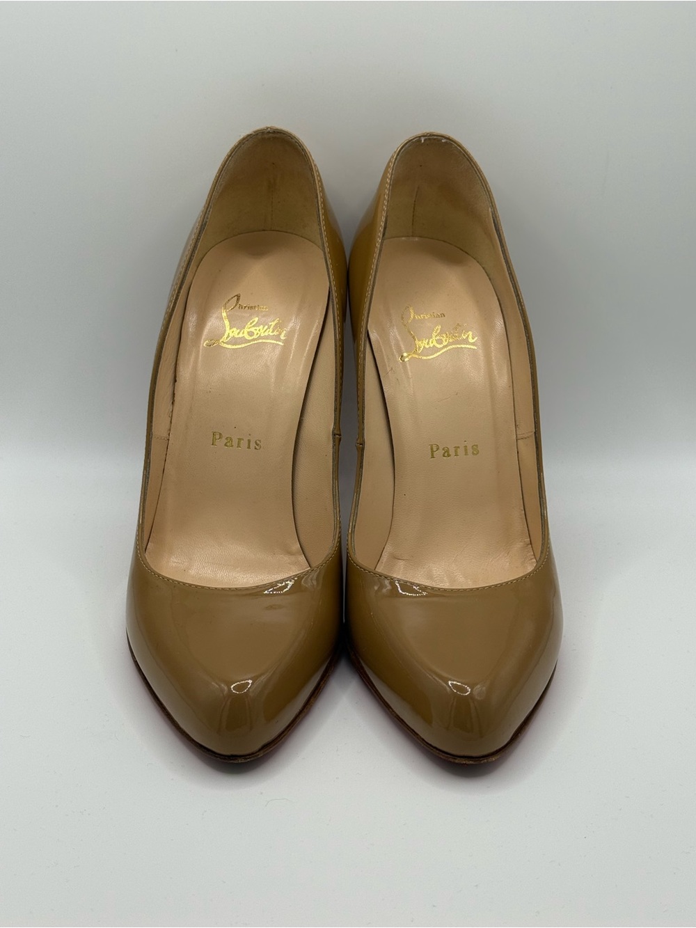 Christian Louboutin Fifi 100 Nude Patent Leather Pumps — EU 38.5